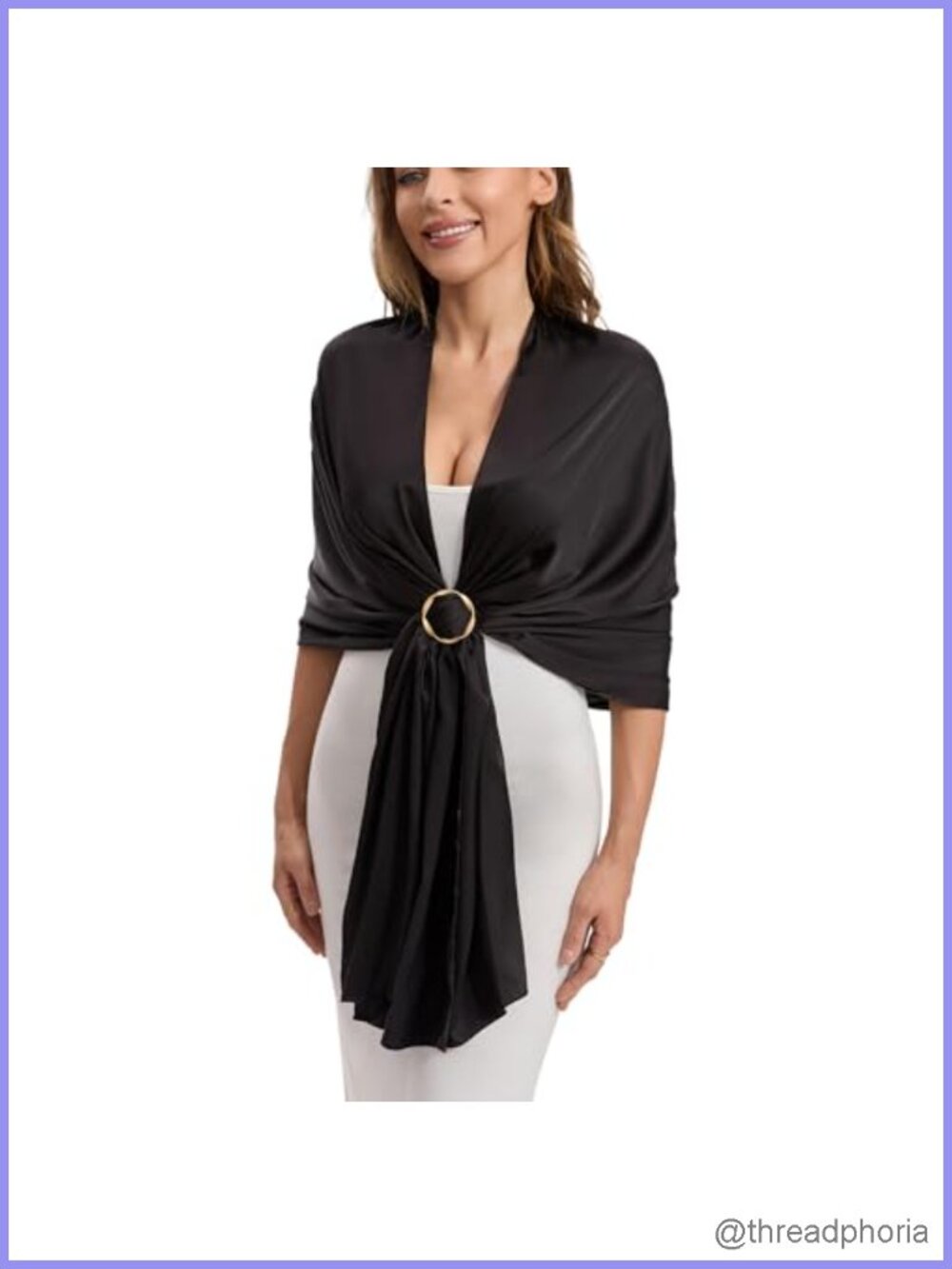 Satin Shawl Wrap with Buckle for Evening Dress Wedding Formal Cover Up
